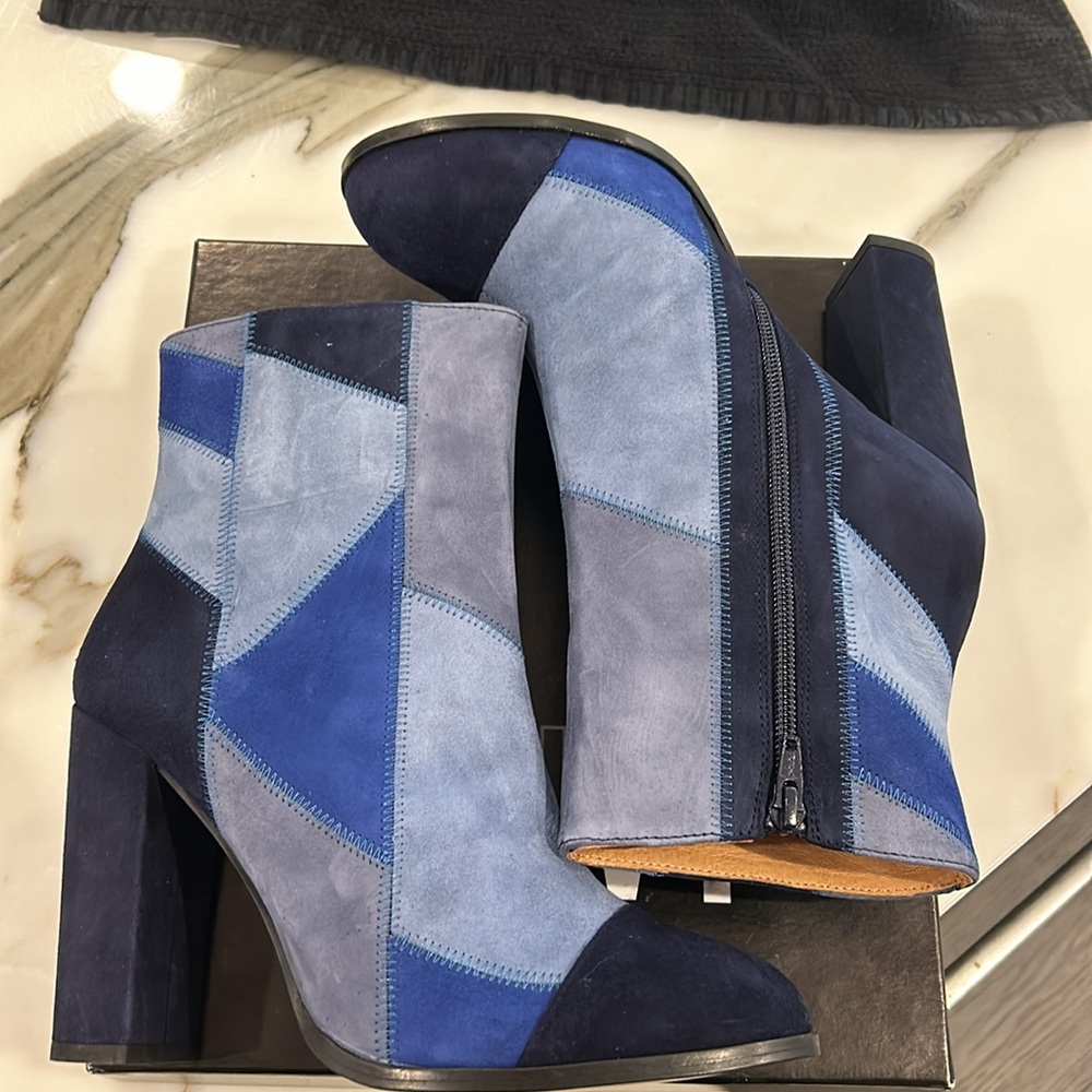 Blue Suede Patchwork Boots-sz EU 40 /US 9